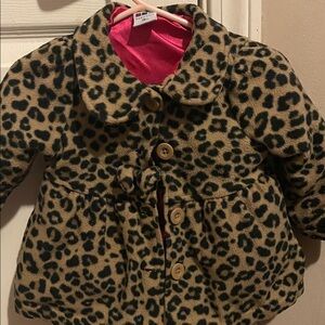 Healthtex Leopard Print Pea Coat with Pink Lining toodler 18 months